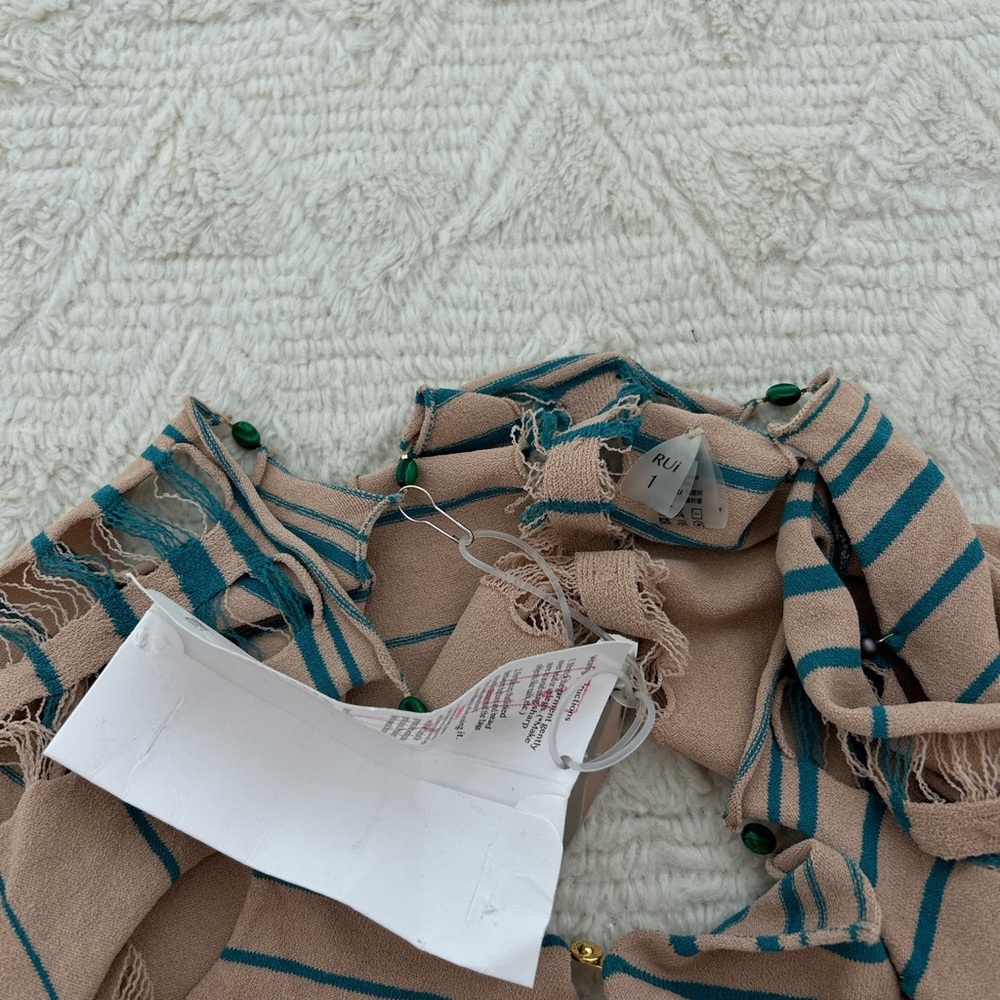 Rui striped cardigan in oatmeal/ocean blue NWT - Picture 4 of 9
